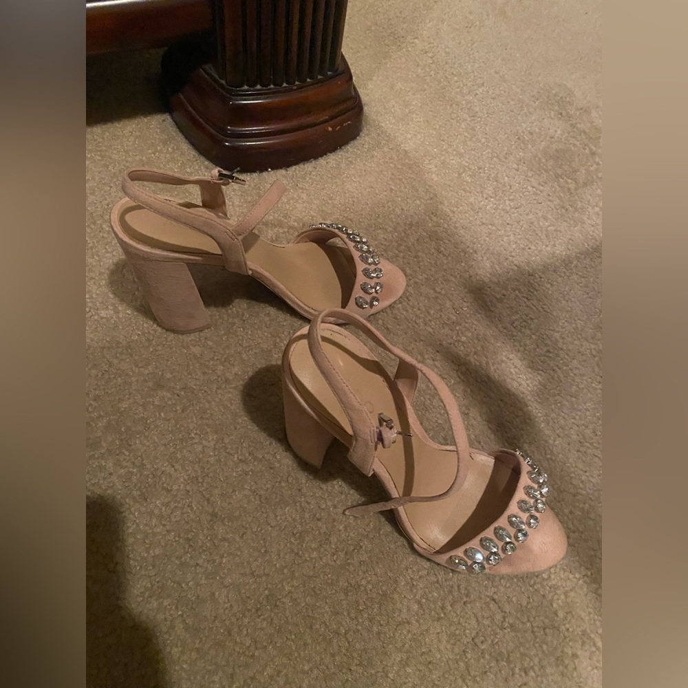 Size 8 pink heels with rhinestones
